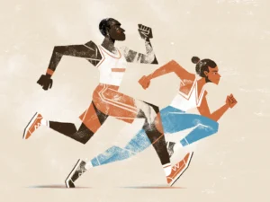 Two men running