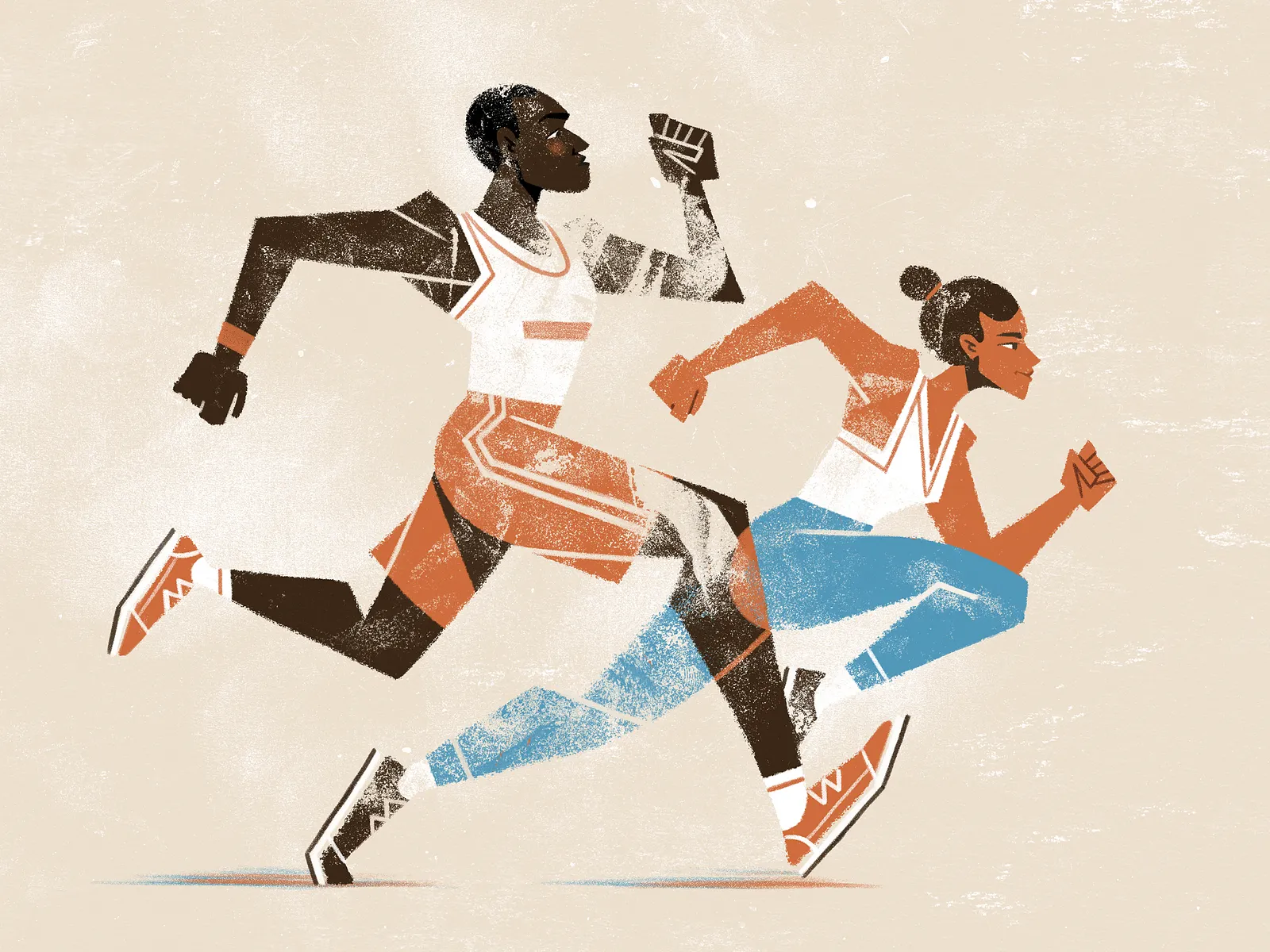 Two men running